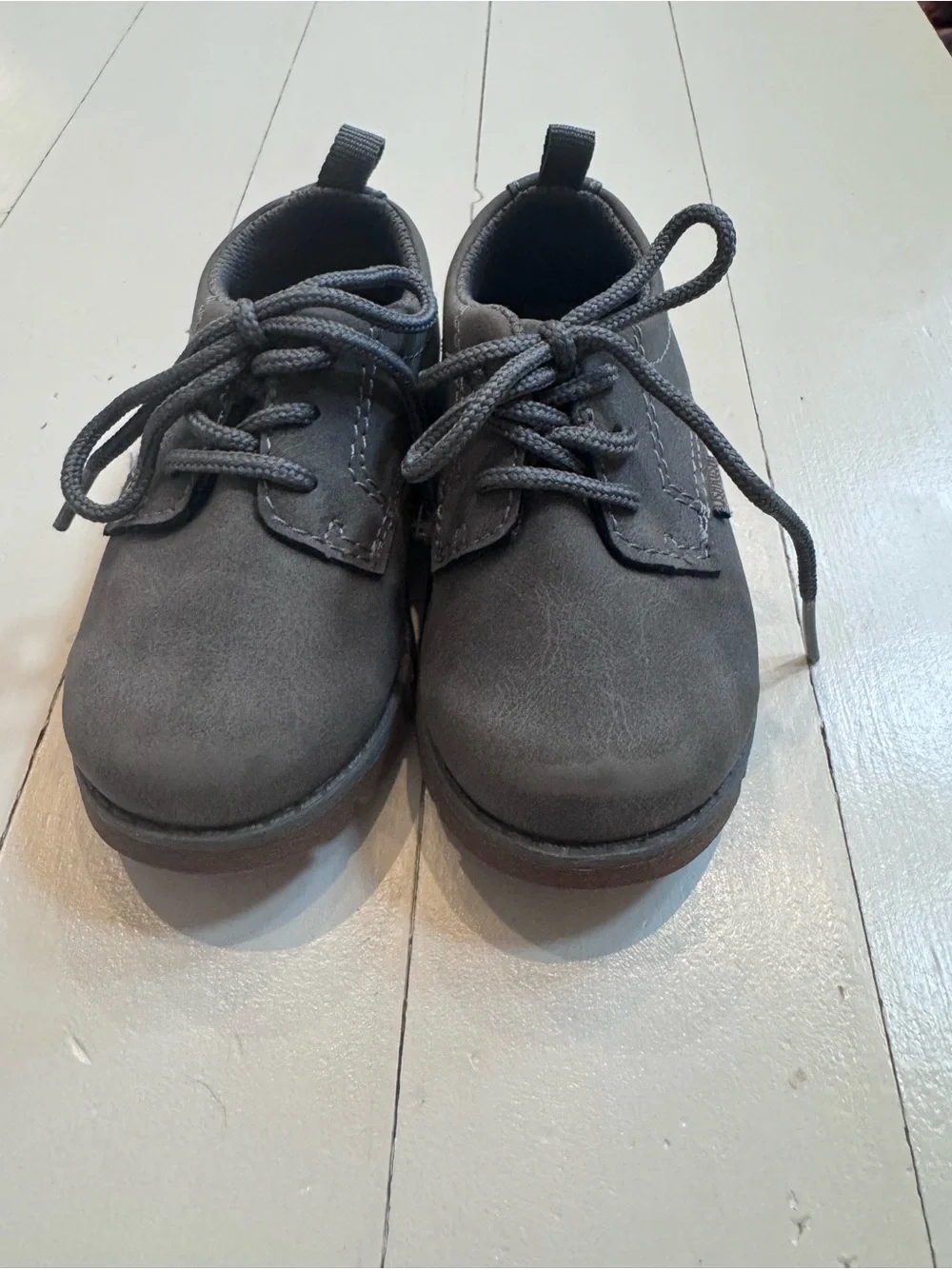 Kids Gray Lace-Up Dress Shoes